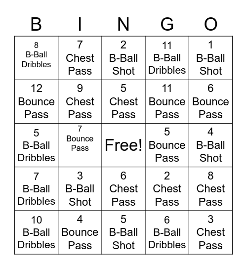 WES Bingo Basketball Skills Bingo Card