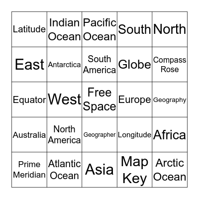 Geography Bingo Card