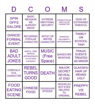 DCOM/S BINGO Card