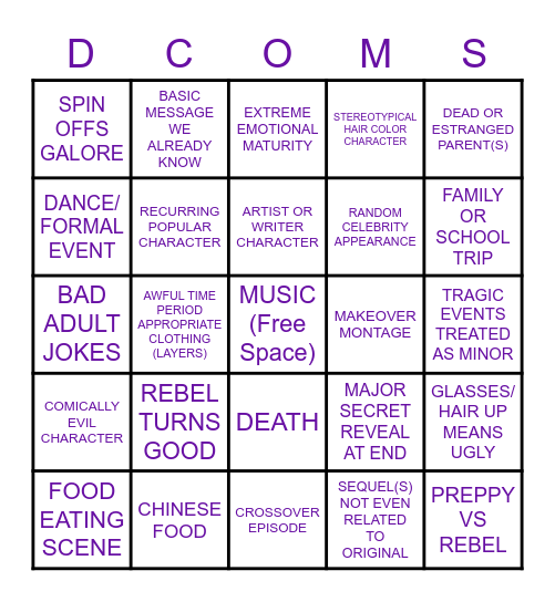 DCOM/S BINGO Card