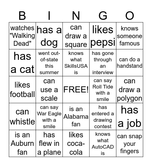 Welcome to Pre-Engineering Drafting Design Bingo Card