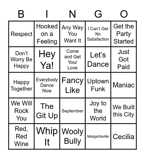 ROCK n' GROOVE Bingo Card