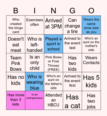 FIND THE GUEST BINGO Card