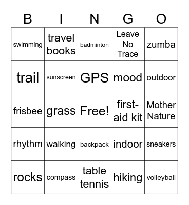 ACTIVE RECREATION Bingo Card