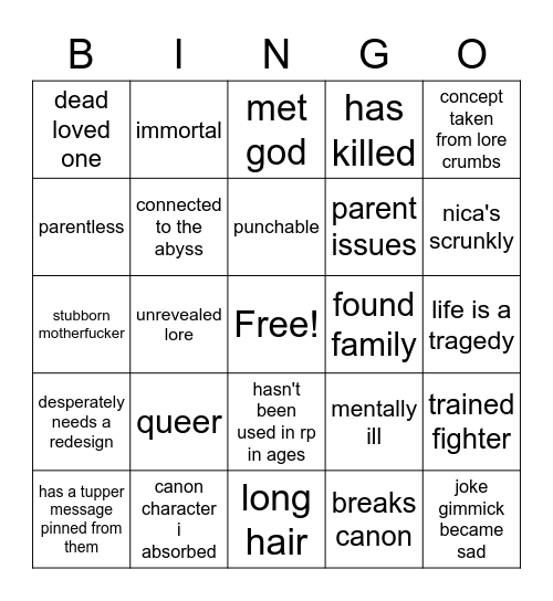 squoc bingus Bingo Card