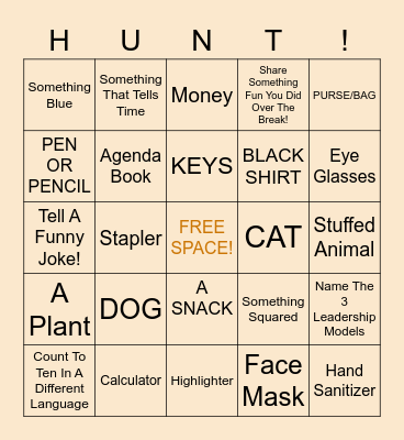BINGO SCAVENGER HUNT Bingo Card