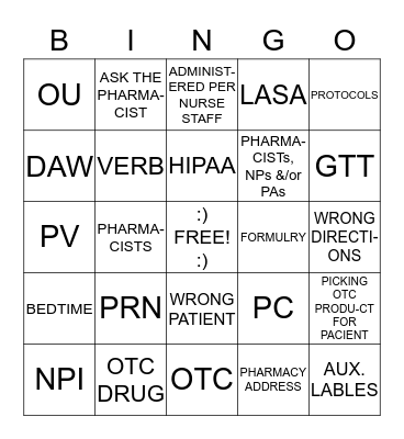 PT 118 Final Review BINGO Card