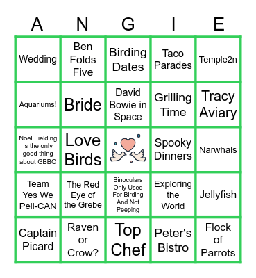ANJ + PETER BINGO Card