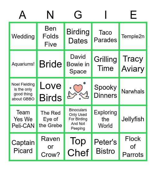ANJ + PETER BINGO Card
