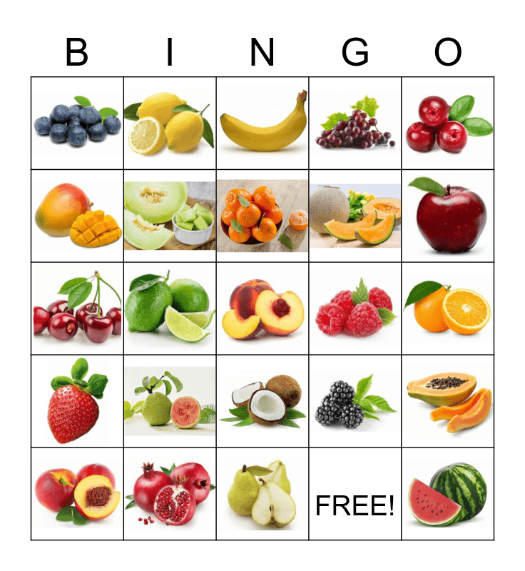 FRUIT Bingo Card