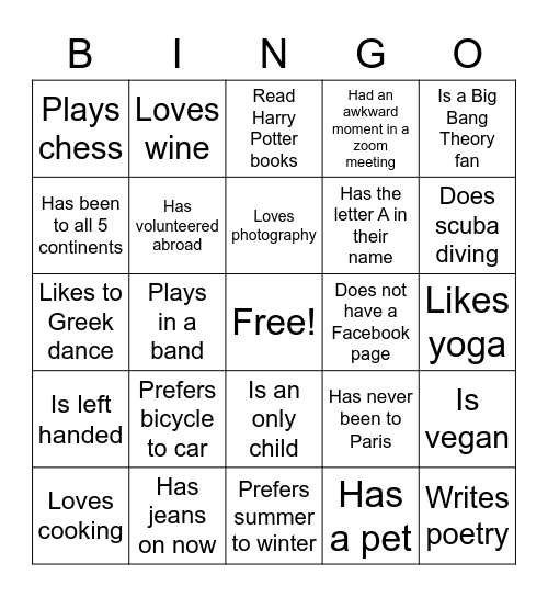 Untitled Bingo Card