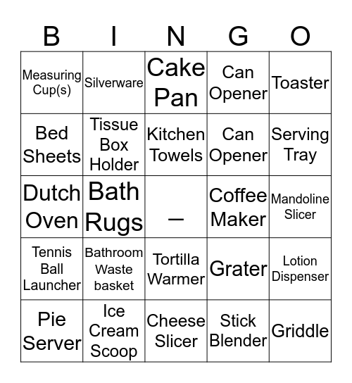 Shower Gift Bingo  Bingo Card