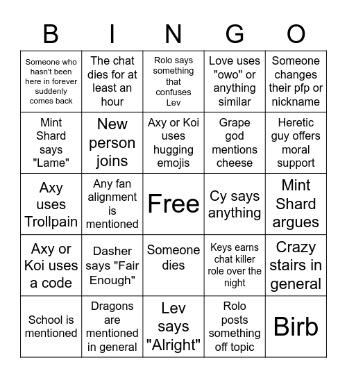 CS Discord Bingo Card