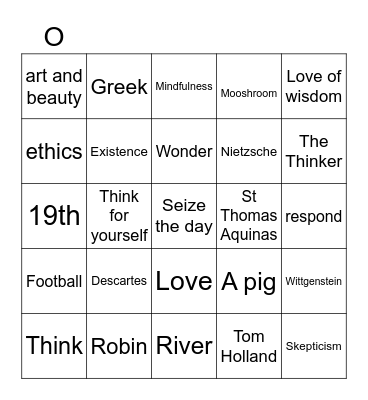 Philosophy Bingo Card