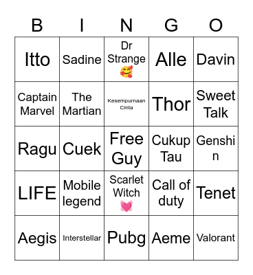 WML Bingo Card