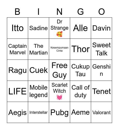 WML Bingo Card