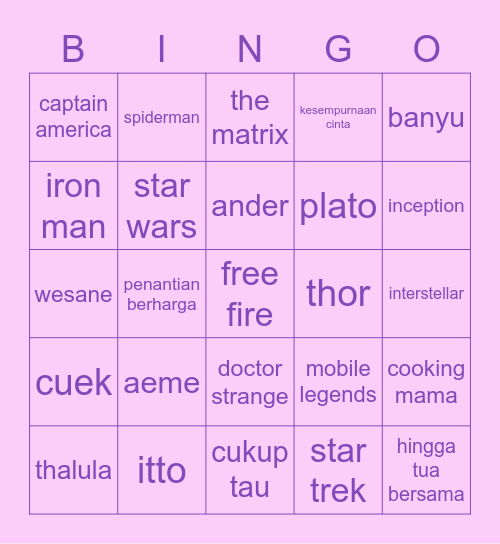 aeme’s bingo! Bingo Card