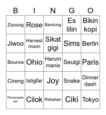 Myungji's Bingo Card