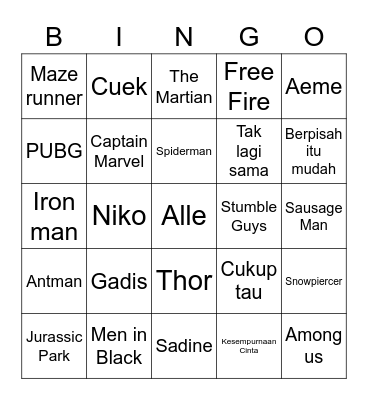 Nadel Bingo Card