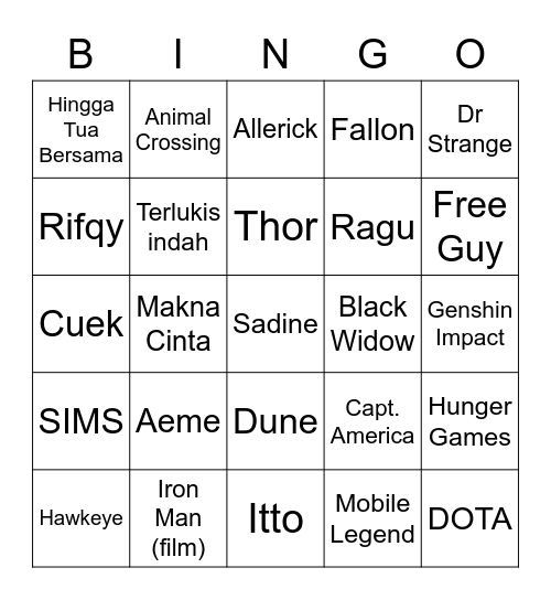 GEGE'S BINGO Card