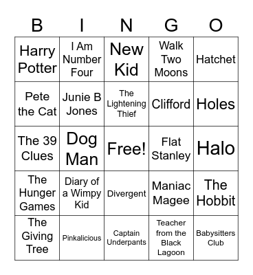 Bookmark Bingo Card