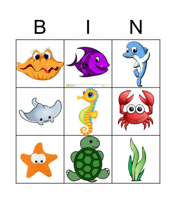 Ocean Animals Bingo Card