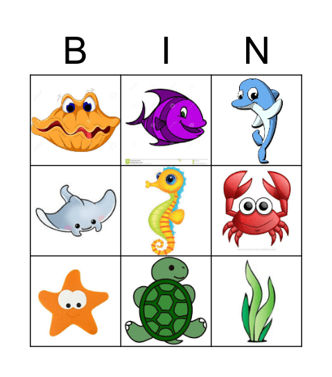 Free Printable Ocean Animals Bingo Cards