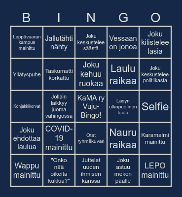 KaMA ry:n Vuosijuhla-bingo Card