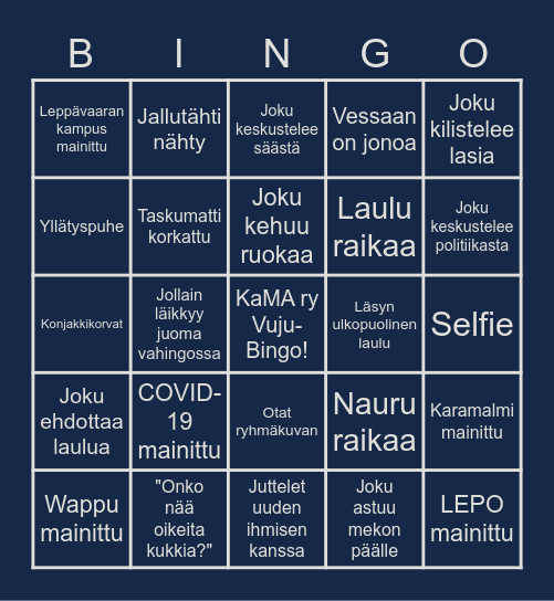 KaMA ry:n Vuosijuhla-bingo Card