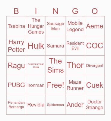Punya Vara Bingo Card
