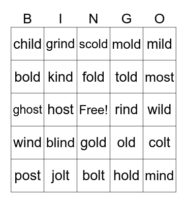 Wild Old Ones Bingo Card