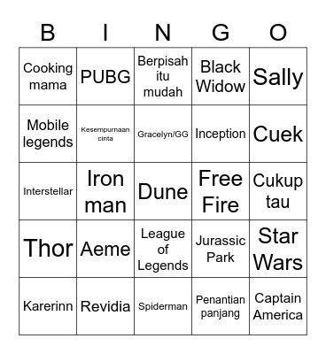 Untitled Bingo Card