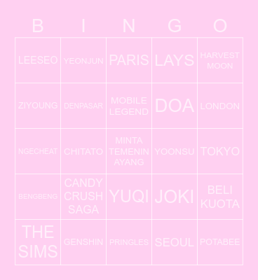ICEO BINGO Card