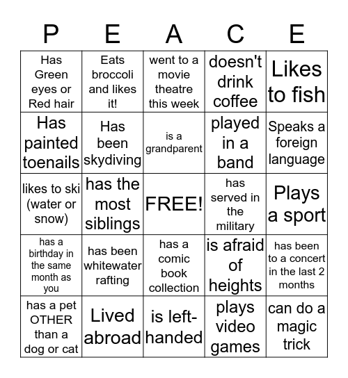 Who Knew? Bingo Card