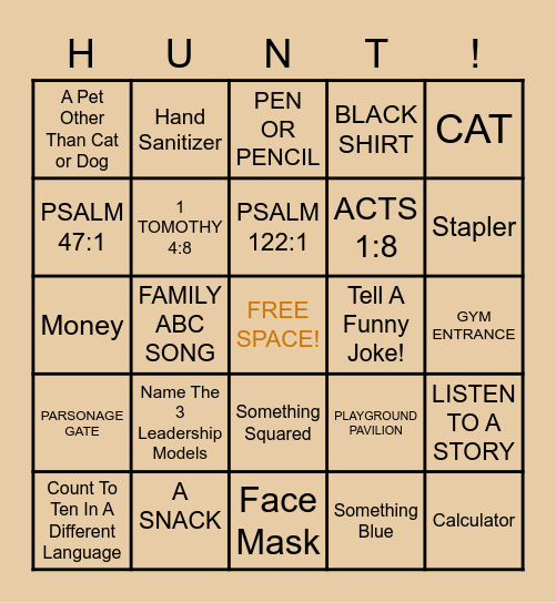 BINGO SCAVENGER HUNT Bingo Card