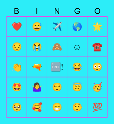Allie's Fave Emoji List Bingo Card