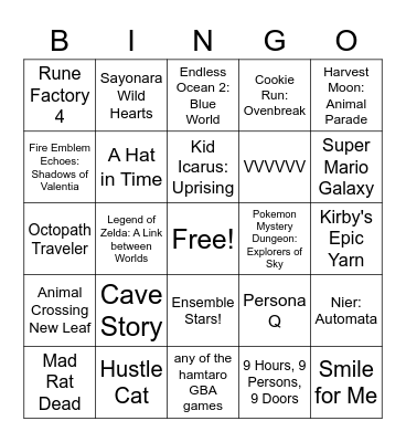 LUCI VIDEO GAME BINGO Card