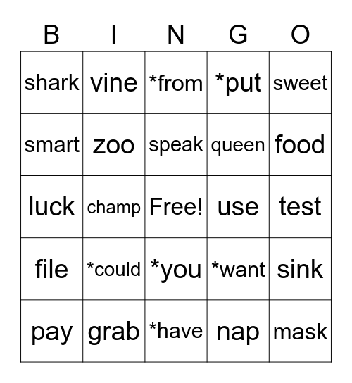 Keyword Bingo #59-70 Bingo Card