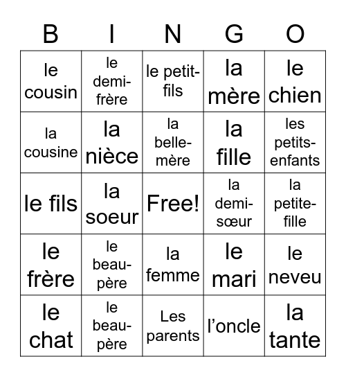 Bien dit 1 chapitre 3.2 Bingo Card