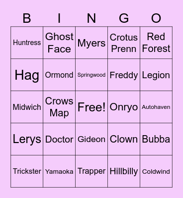 ggHayley Killer and Map Bingo Card
