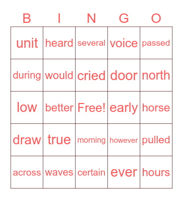 Sight Words 400s Bingo Card