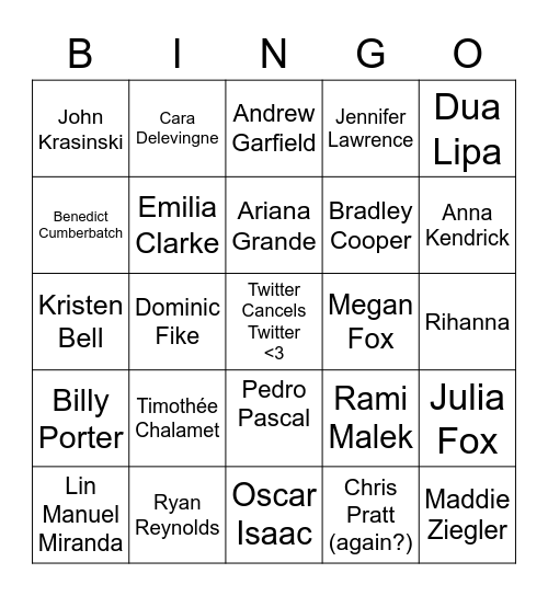 Who will be cancelled in 2022?! Bingo Card