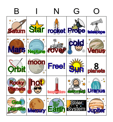 Solar System Bingo Card