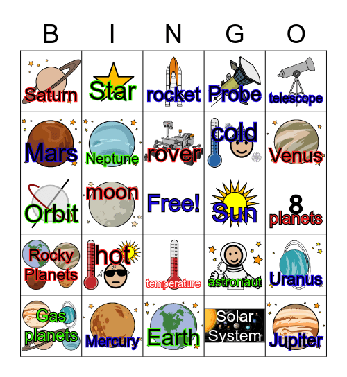 Solar System Bingo Card