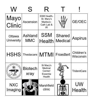 WSRT/WAERT Vendor BINGO Card