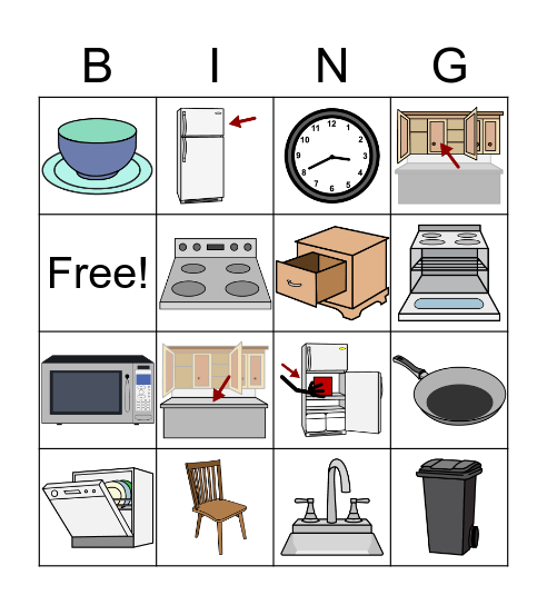 Everyday English Kitchen Vocabulary Bingo Card
