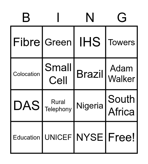 IHS Bingo Card
