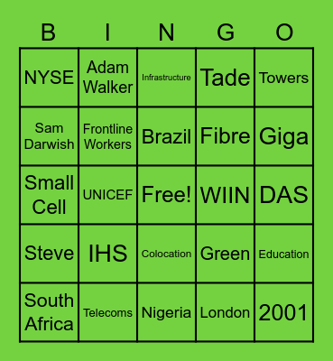 IHS Towers Bingo! Bingo Card