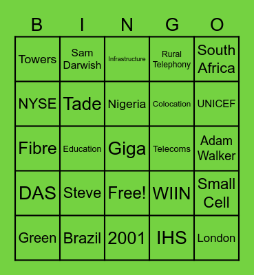 IHS Towers Bingo! Bingo Card