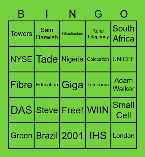 IHS Towers Bingo! Bingo Card